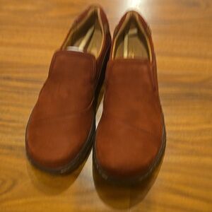 Clark's Orlene Chesnut Nubuck Slip Ons